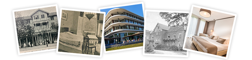 collage van oude foto's hotel